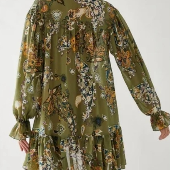 Free People Green and Orange Ruffled Tiered Sundress - Picture 2 of 9